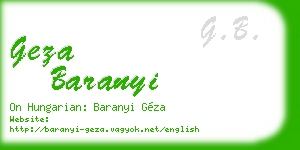 geza baranyi business card